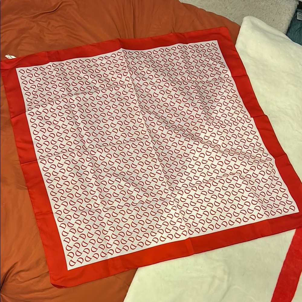 Vintage Morsly Red and White Letter “D” Scarf